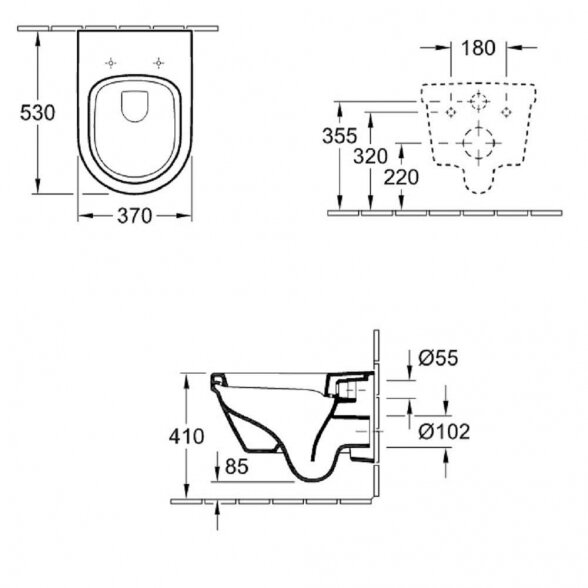 Pakabinamas unitazas VILLEROY & BOCH Architectura, Rimless su Ceramic plus danga, 4694HRR1 3