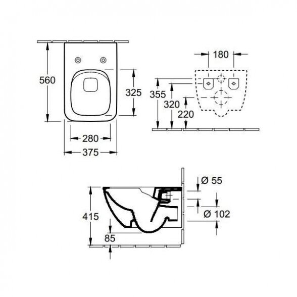 Pakabinamas unitazas VILLEROY & BOCH Collaro Direct Flush WC su Soft-close dangčiu Ceramic plus danga, 4626HSR1 3