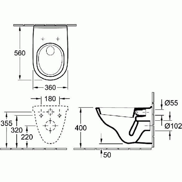 Pakabinamas WC puodas VILLEROY & BOCH O.Novo Rimless su lėtai nusileidžiančiu dangčiu 4