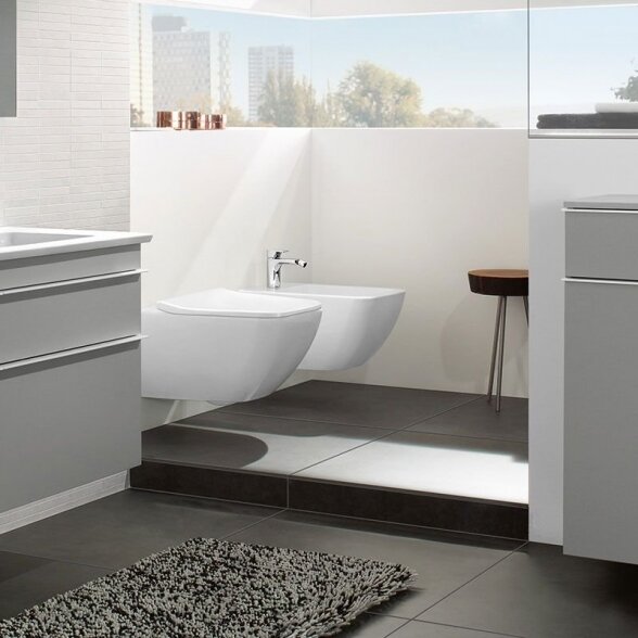 Pakabinamas WC puodas VILLEROY & BOCH Venticello DirectFlush su Slim (plonu) lėtaeigiu dangčiu, Ceramic plus danga 6