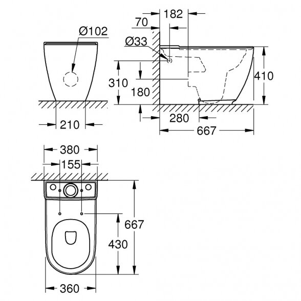 Pastatomas unitazas GROHE Essence Floor su dangčiu 5