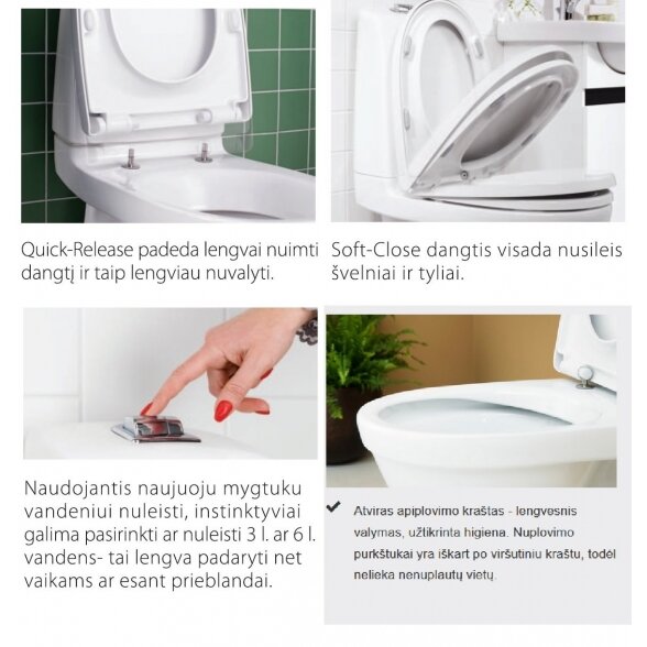 Pastatomas unitazas GUSTAVSBERG Nautic 1510 C+ Hygienic Flush su soft close dangčiu 6