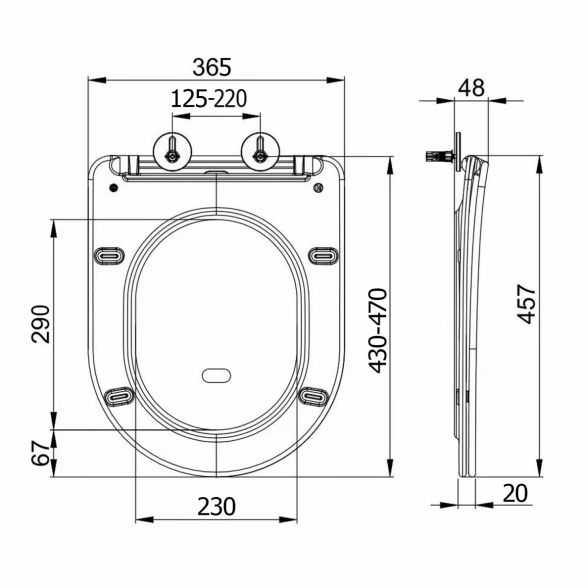 Pastatomas unitazas SAPHO Paco Rimless su SLIM lėtai nusileidžiančiu dangčiu, juodas-matinis 4