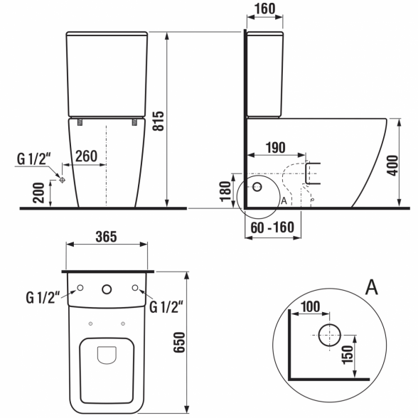 Pastatomas unitazas SAPHO Porto Rimless su SLIM lėtai nusileidžiančiu dangčiu 3