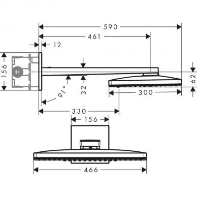 Potinkinis termostatinis dušo 5 in 1 komplektas HANSGROHE Rainmaker Select 460 3jet, black/chrome 3