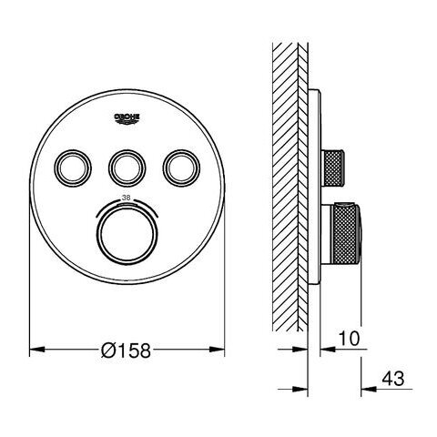 Termostatinė dalis GROHE Grohtherm SmartControl, 29121A00 2