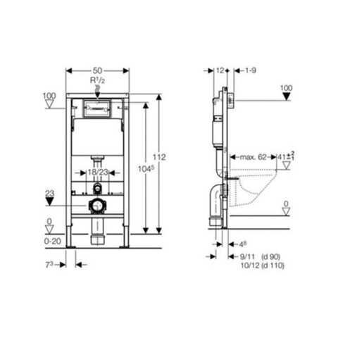 Potinkinis WC rėmo komplektas GEBERIT Duofix Basic UP100 Delta, 458103001 1