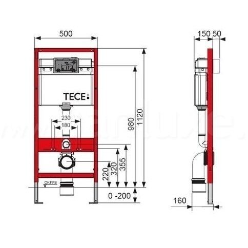 Potinkinis universalus unitazo (WC) rėmo komplektas TECEprofil Base (5 in 1) 8