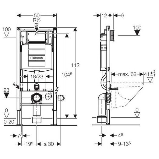 Potinkinis WC rėmo komplektas GEBERIT Duofix (4 in 1) 5