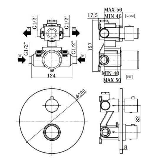 Potinkinė termostatinė dušo sistema PAFFONI Light (laikiklis iš sienos), juoda-matinė 4