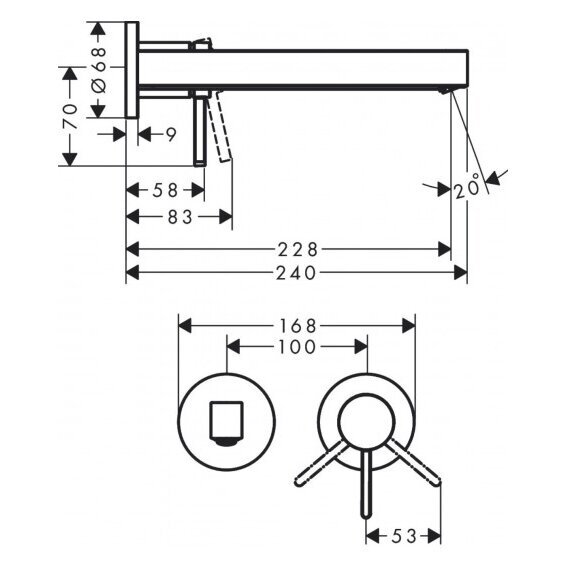 Potinkinis maišytuvas praustuvui HANSGROHE Finoris 228 mm, 76050700 1