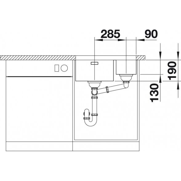 Po stalviršiu montuojama plautuvė BLANCO ANDANO 340/180-U, 58.5x40 cm, Be ekscentrinio ventilio, dubuo kairėje 3
