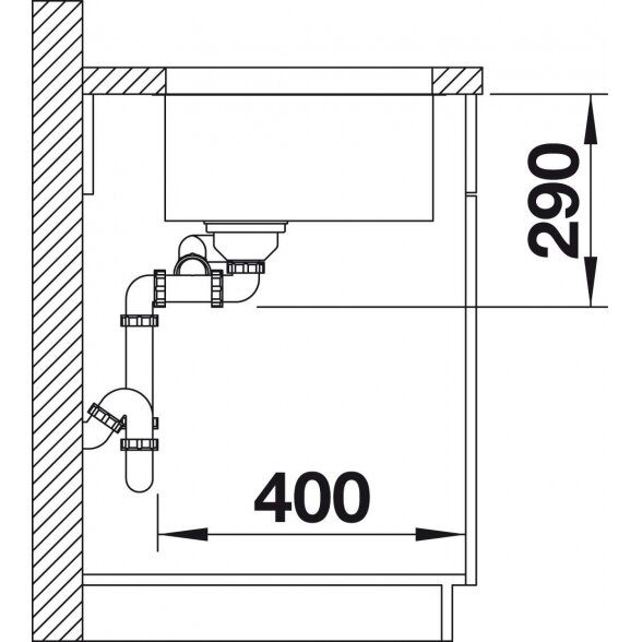 Po stalviršiu montuojama plautuvė BLANCO ANDANO 340/180-U, 58.5x40 cm, Be ekscentrinio ventilio, dubuo kairėje 4