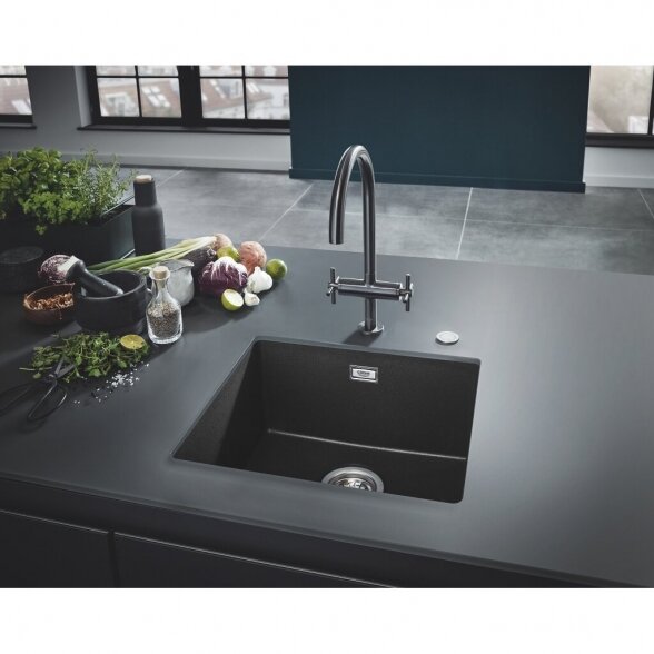 Kompozitinė plautuvė GROHE K700U 610x460 mm granite black, 31655AP0 2