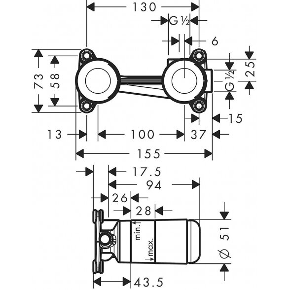 Potinkinis maištuvas praustuvui su potinkine dalimi HANSGROHE Talis E 225 mm, 71734000+13622180 5