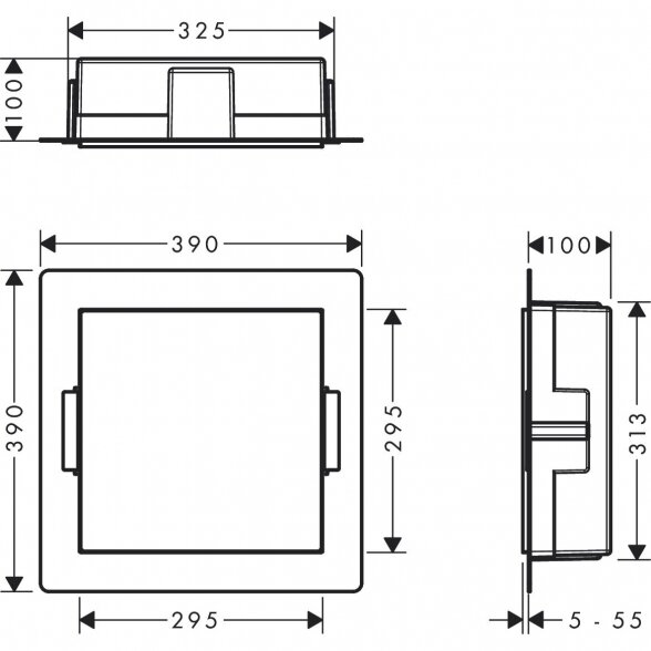 Potinkinė niša HANSGROHE XtraStoris Original 300 x 300 x 100, juoda-matinė, 56061670 1