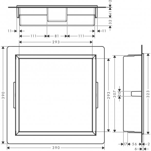 Potinkinė niša HANSGROHE XtraStoris Original 300 x 300 x 70, juoda-matinė, 56093670 1