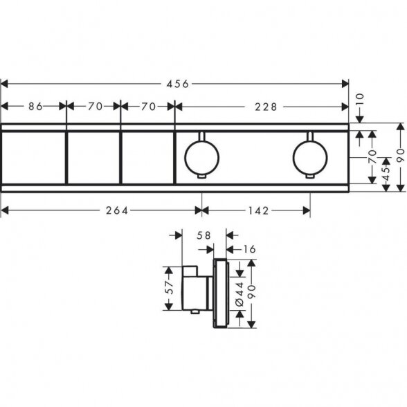 Termostatinis maišytuvas HANSGROHE RainSelect 2 funkcijų, 15380670 2