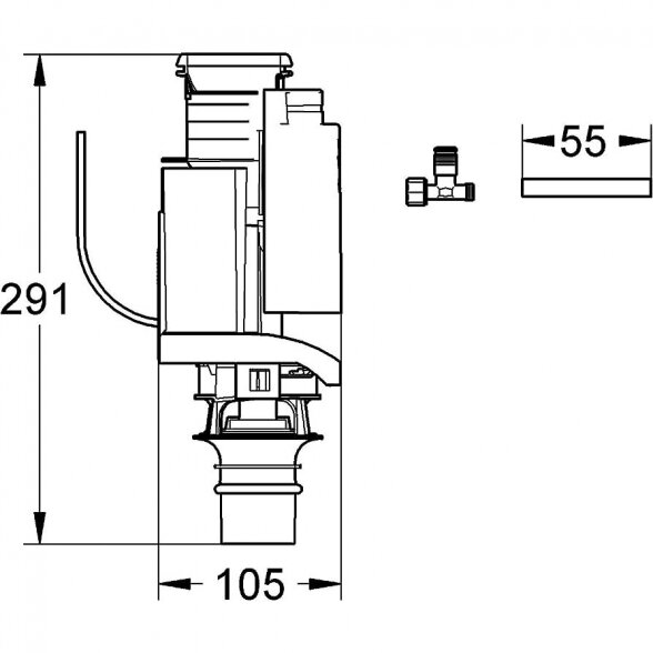 Potinkinio bakelio nuleidimo vožtuvas GROHE Retro-fit set, 38735000 1