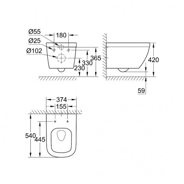 Potinkinio rėmo ir pakabinamo WC komplektas GROHE Euro Ceramic Solido 5 in 1, 39536000 4