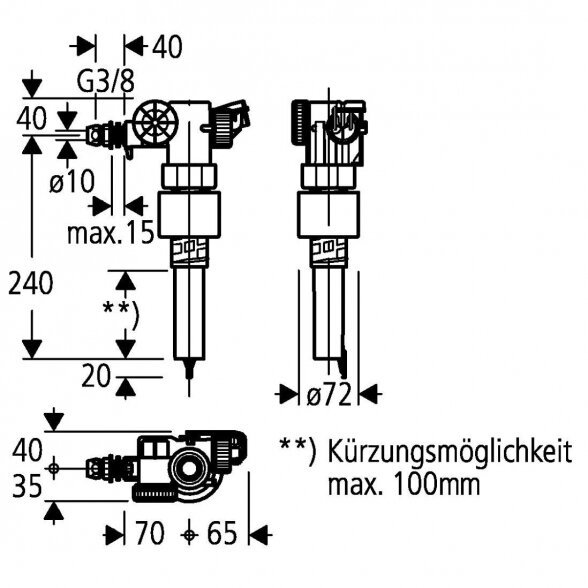 Potinkinio rėmo vandens pripildymo mechanizmas GROHE 43537000 1