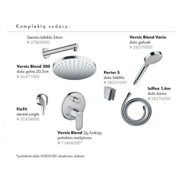 Potinkinis dušo komplektas HANSGROHE Vernis Shape 200 1