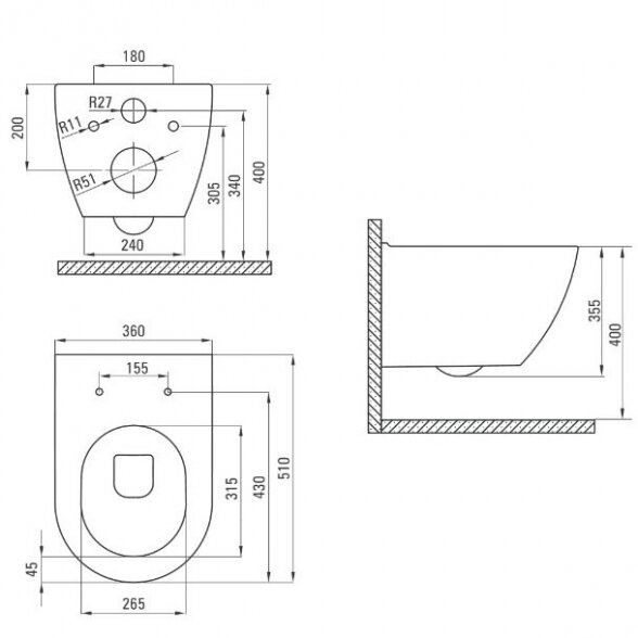 Potinkinis GROHE Rapid SL rėmas su chromuotu mygtuku ir klozetu DEANTE Peonia Rimless 1