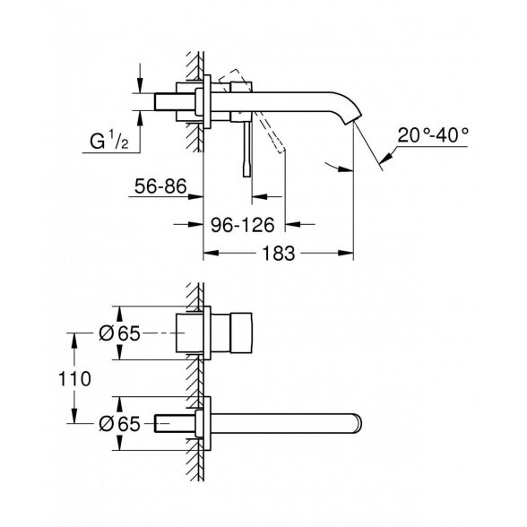 Potinkinis maišytuvas praustuvui su potinkine dalimi GROHE Essence 183 mm, 29192001+23571000 4