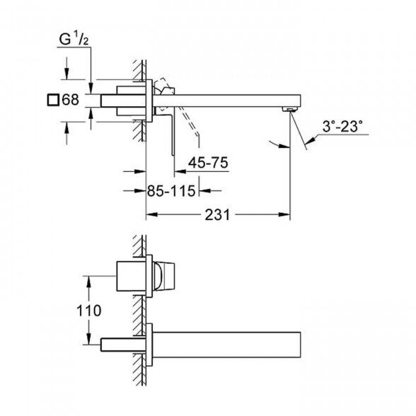 Potinkinis maišytuvas praustuvui GROHE Eurocube 210 mm, 23447000 1