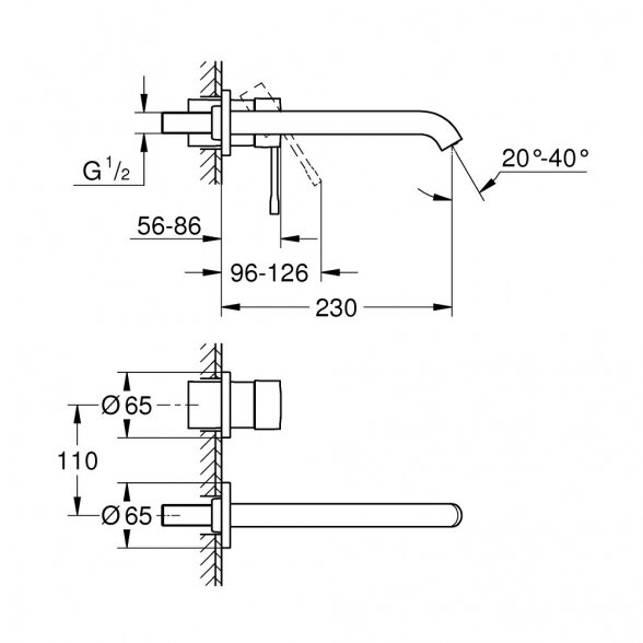 Potinkinis maišytuvas praustuvui GROHE Essence 230 mm, 29193DC1 1