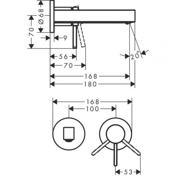 Potinkinis maišytuvas praustuvui HANSGROHE Finoris 165 mm, 76051670 1