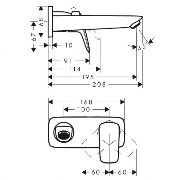 Potinkinis maišytuvas praustuvui HANSGROHE Logis 195 mm, 71220670 1