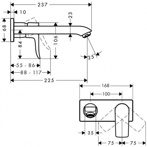 Potinkinis maišytuvas praustuvui HANSGROHE Metris 225 mm, 31086000 2