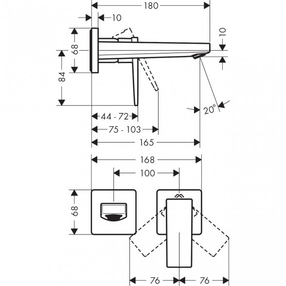 Potinkinis maišytuvas praustuvui HANSGROHE Metropol 165 mm, 32525000 1