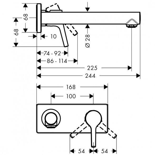 Potinkinis maišytuvas praustuvui HANSGROHE Talis S 225 mm, 72111000 1