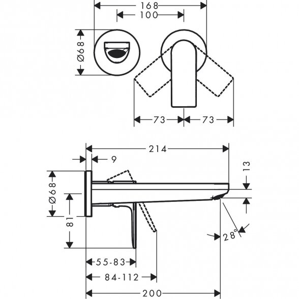 Potinkinis maišytuvas praustuvui HANSGROHE Rebris E, 72568670 1