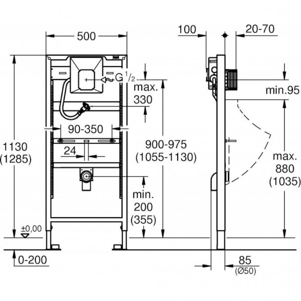 Potinkinis rėmas pisuarui GROHE Rapid SL, 38786001 1