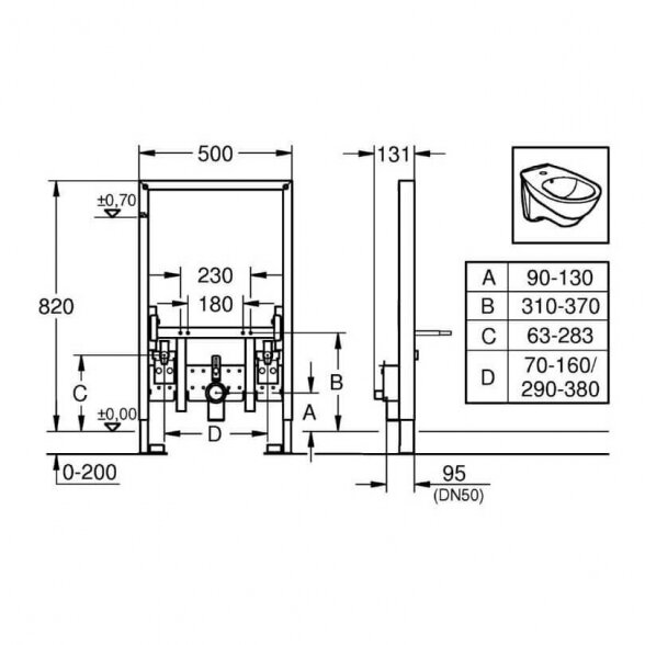 Potinkinis bidė rėmas GROHE Rapid SL, 38543000 1