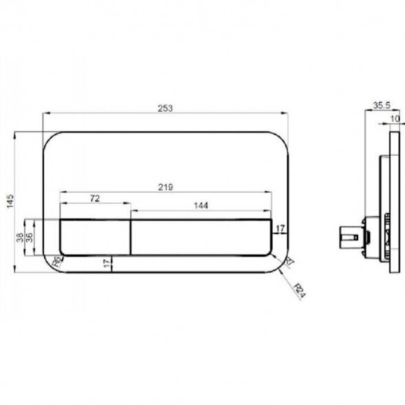 Potinkinis rėmo komplektas VILLEROY & BOSH ViConnect su Subway 2.0 Ceramic plus danga ir mygtuku (6 in 1) 12