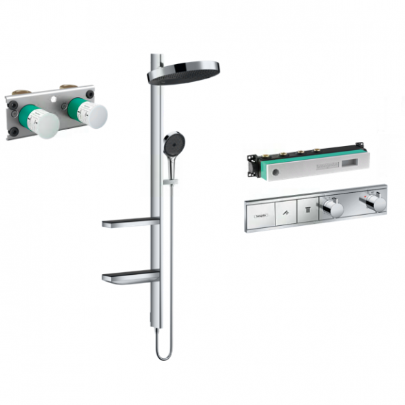 Potinkinis termostatinis dušo 4 in 1 komplektas HANSGROHE Rainfinity Showerpipe 360 1jet, chrome