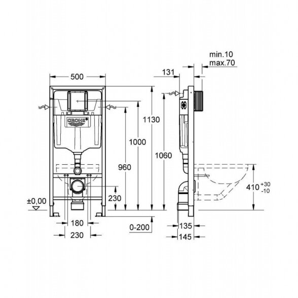 Potinkinis unitazo rėmas GROHE Rapid SL 4 in 1 4