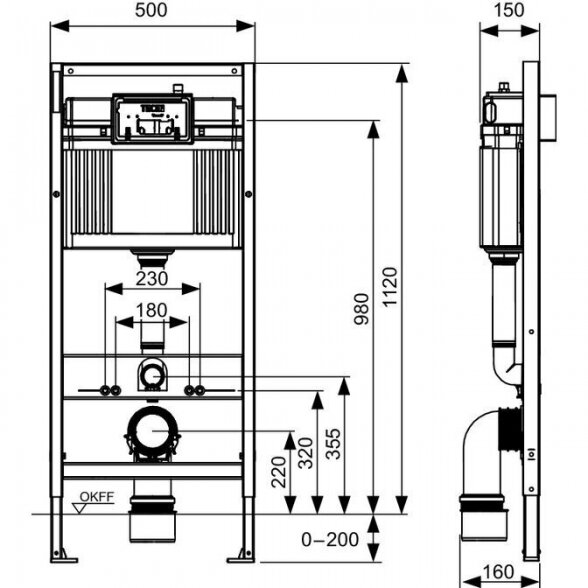 Potinkinis universalus unitazo (WC) rėmo komplektas TECEprofil Base (3 in 1) 2