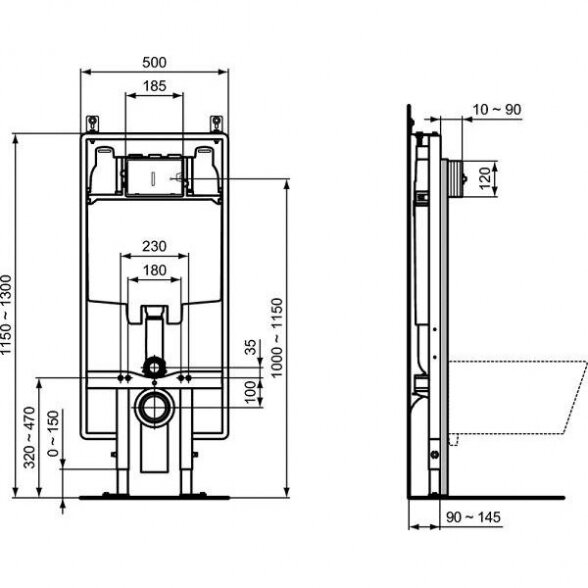 Potinkinis WC rėmas IDEAL STANDARD ProSys 80 mm (2 in 1), R014367 3