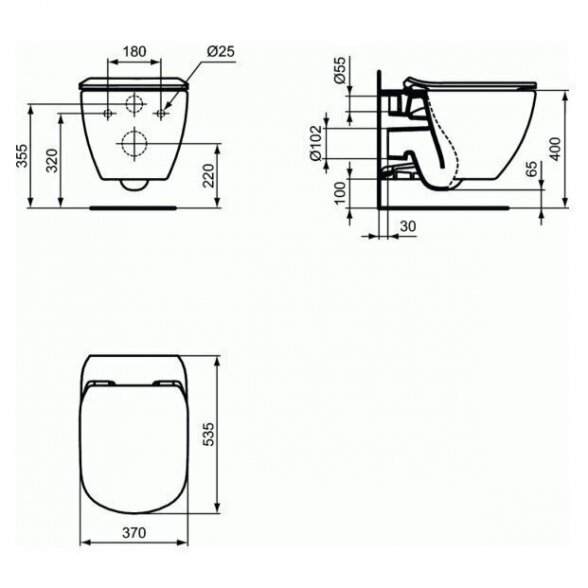 Potinkinis WC rėmo komplektas ALCADRAIN (4 in 1) + pakabinamas unitazas su dangčiu IDEAL STANDARD Tesi su AquaBlade 12