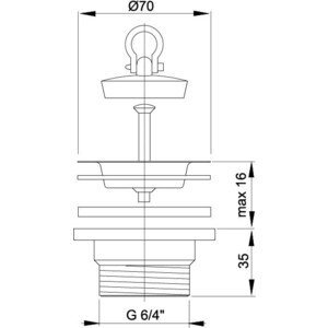 Praustuvo sifono ventilis ALCAPLAST 1 1/2" (35) su kamščiu 1