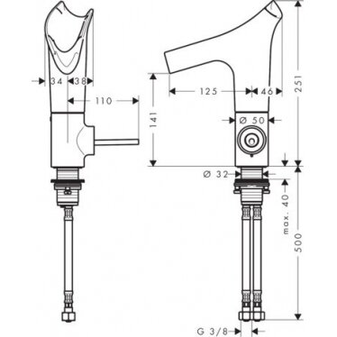 Praustuvo maišytuvas HANSGROHE AXOR Starck V 140, 12112000 6