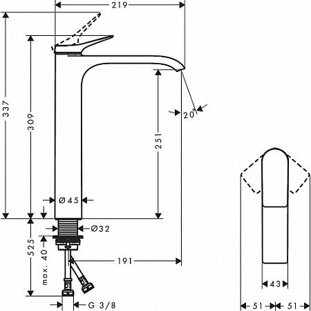 Praustuvo maišytuvas HANSGROHE Vivenis 250, 75042000 3