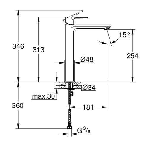 Praustuvo maišytuvas GROHE Lineare XL-Size, 23405AL1 1