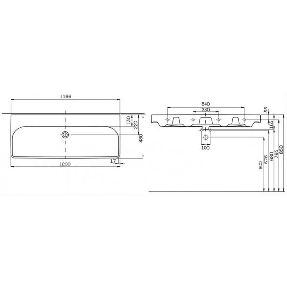 Praustuvas baldinis GEBERIT Smile Square 120 cm 6