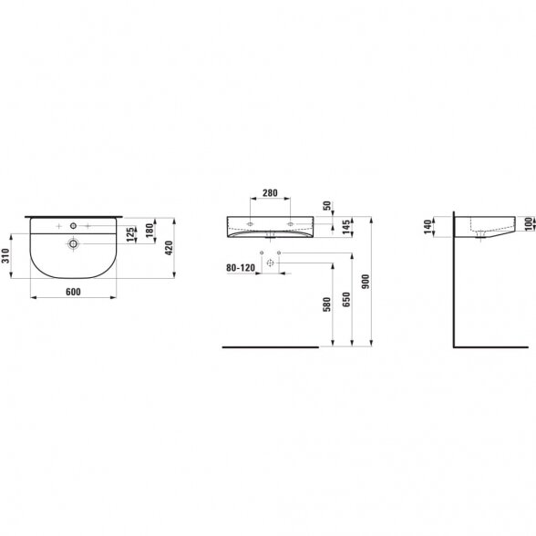 Praustuvas-dubuo LAUFEN Sonar 600x420 mm, H8103427571041 1